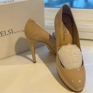 Kelsi Dagger Nude Patent Pointed Toe Stiletto Pumps